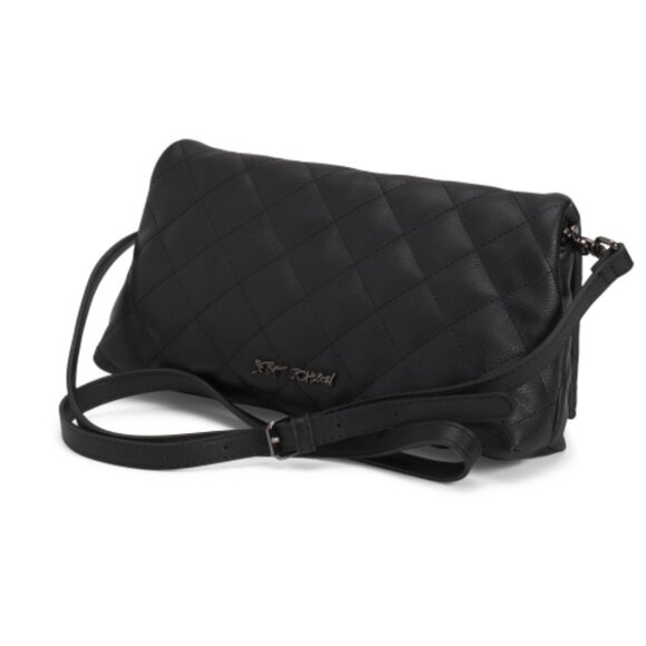 Betsey Johnson Black XO Jayne Quilt Crossbody Clutch Gold &Silver Skull Accents - Picture 15 of 15